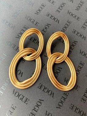 Textured Metal 2 Link Drop Earrings